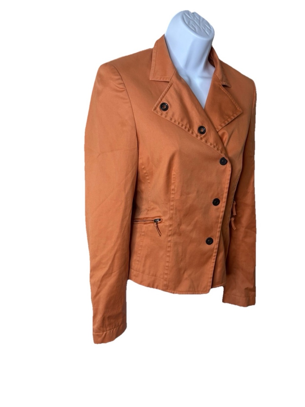 Akris Punto Fitted Military Moto Blazer Jacket Size 4 US Terracotta Orange